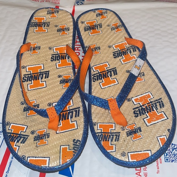 ILLINOIS FIGHTING ILLINI blue orange glitter sandal flip flops spring summer ILI - Picture 1 of 11